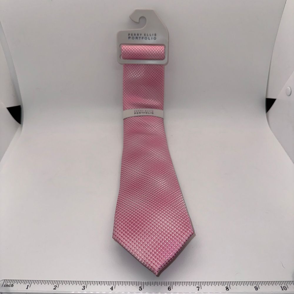 Perry Ellis Portfolio Pink Polyester‎ Neck Tie - Textured Design